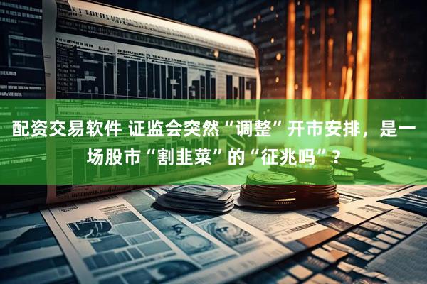 配资交易软件 证监会突然“调整”开市安排，是一场股市“割韭菜”的“征兆吗”？
